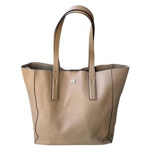 Michael Kors Junie Tote Large Pebbled Leather Bag Butternut Beige Neutral Purse